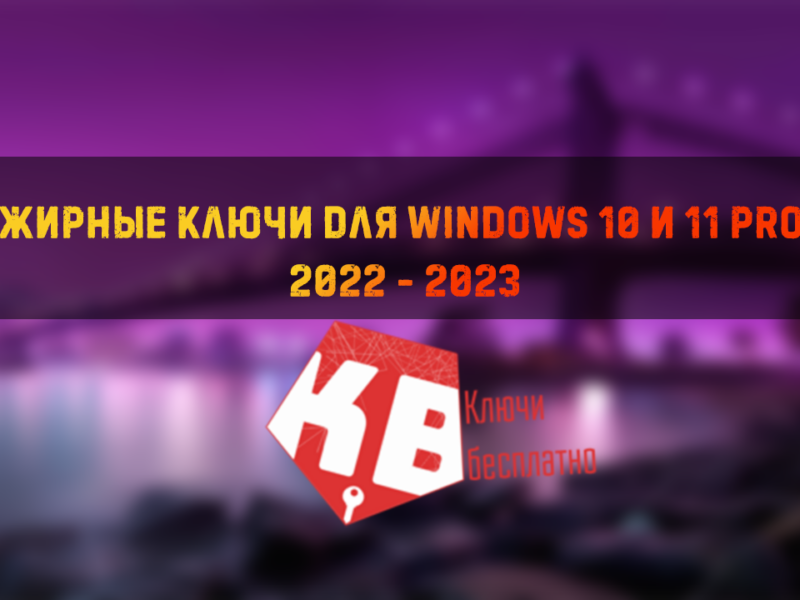 Жирные ключи для Windows 10 и 11 pro 2022 – 2023