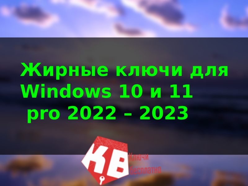 Жирные ключи для Windows 10 и 11 pro 2023 – 2024